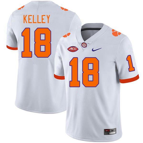 Men #18 Misun Kelley Clemson Tigers College Football Jerseys Stitched-White